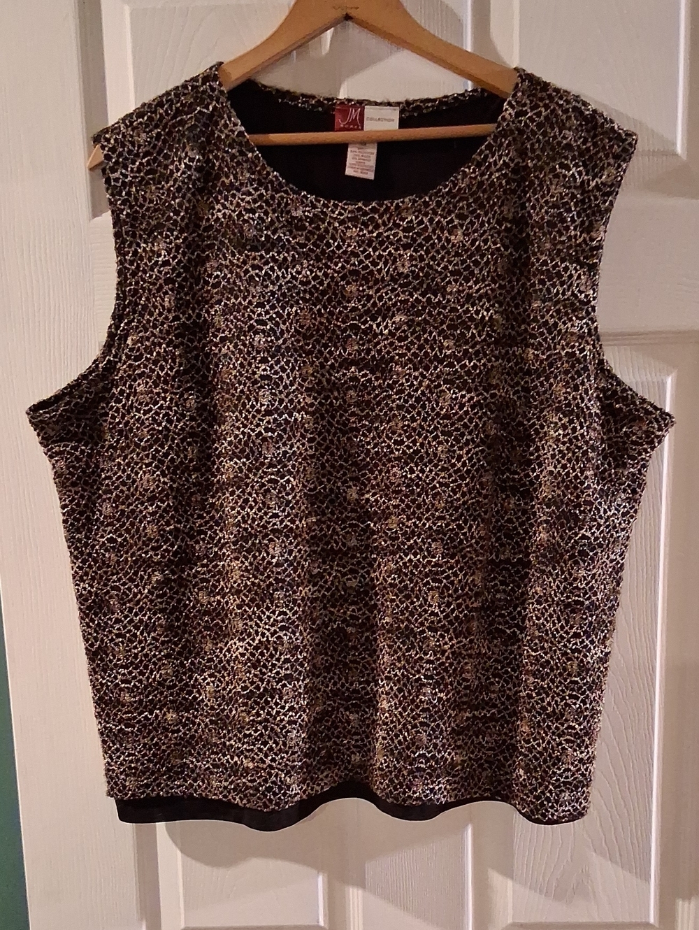 JM Collection Black and Cream Textured Sleeveless Knit Tank